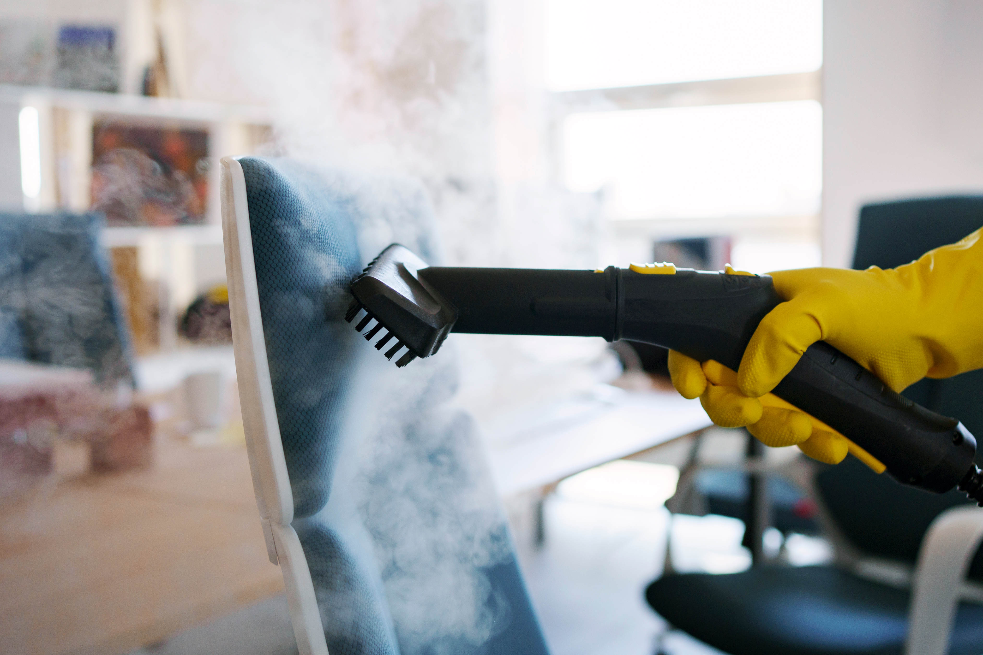 Steaming a sofa